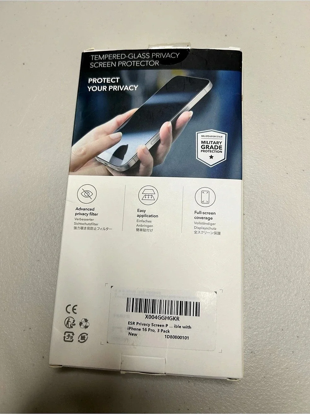 ESR Privacy Screen Protector for iPhone 16 Pro, 3 Pack NWT